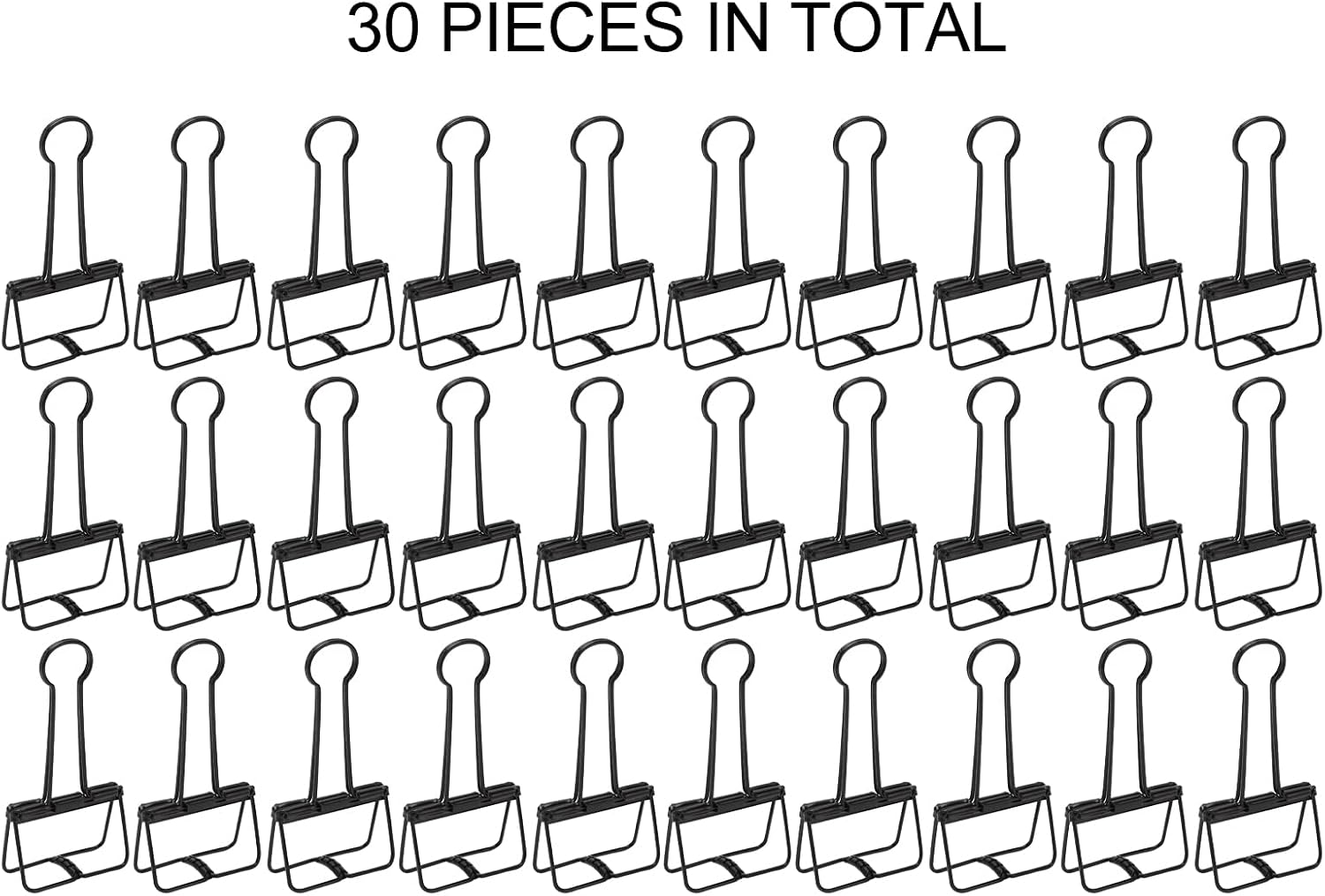 Hollow Out Paper Clip, 30pcs 2-inch Metal Clips for Office School Document Organizing (Black)