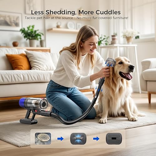 Miniatura 2 de Teendow Aspiradora inalámbrica, aspiradora de palo de 50 minutos de tiempo de funcionamiento para pelo de mascotas, potente succión de 500 W,