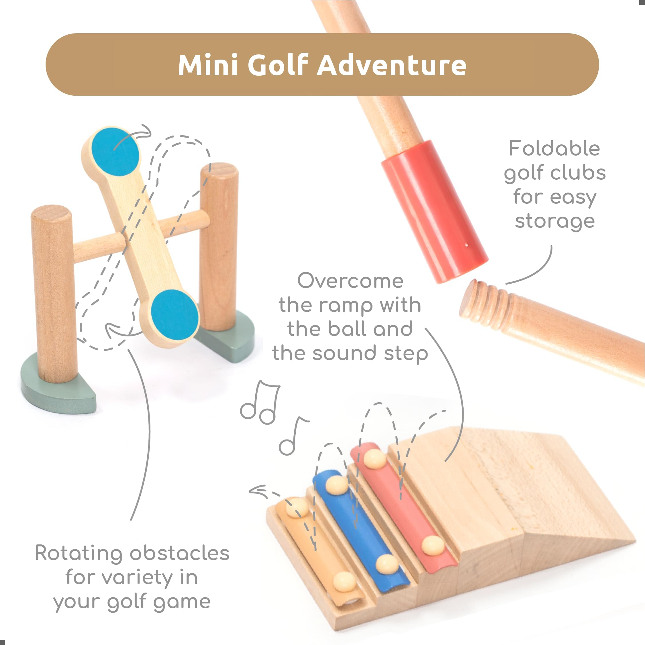 umu(r) Wooden Mini Golf Set for Kids - 6 Obstacles, Indoor and Outdoor Golf Toy with Balls and Clubs - Creative Learning Toy for Boys and Girls Ages 3 4 5 6 - Image 3