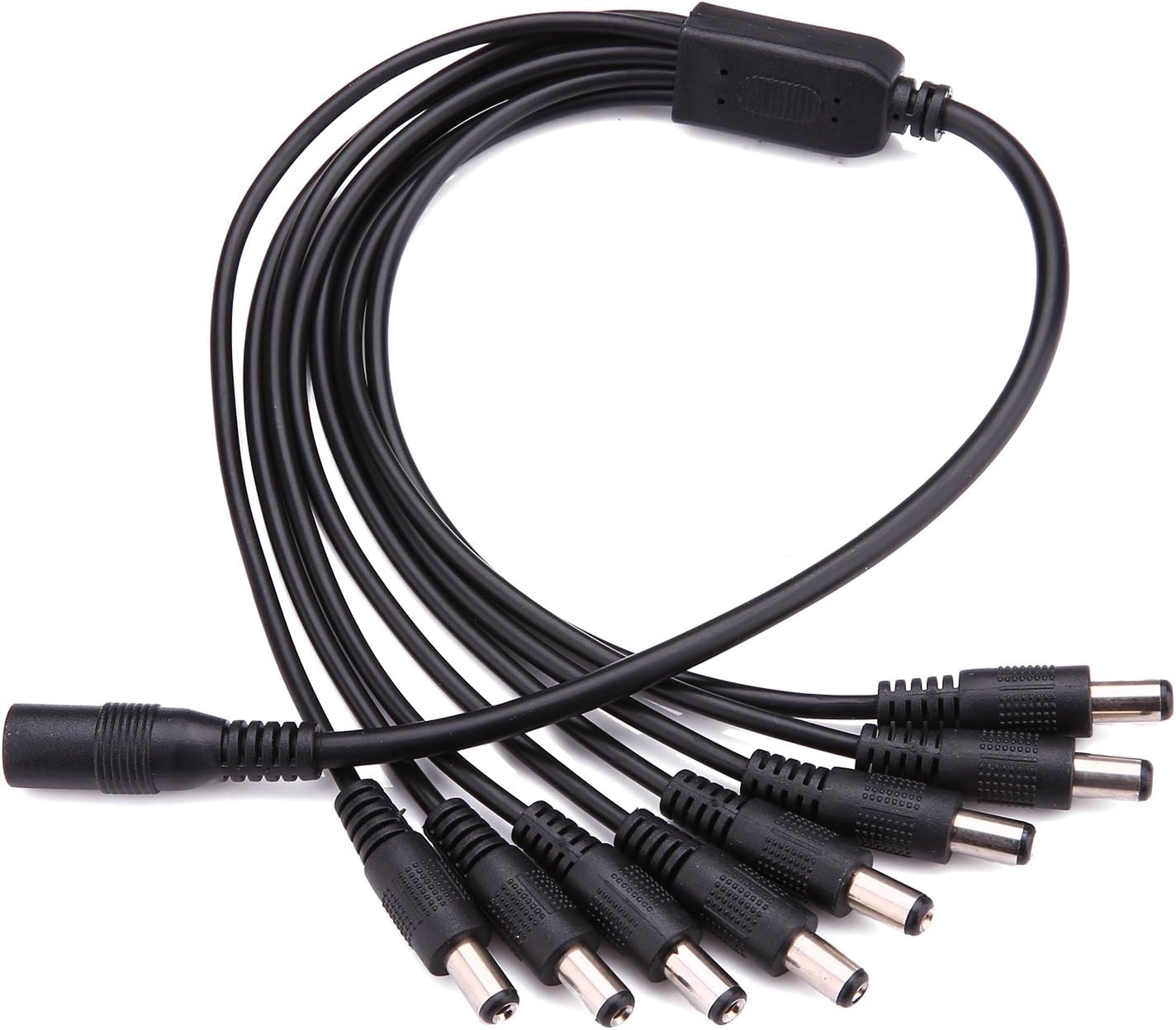 Power Splitter Cable 1 Female to 8 Male Power Supply Wire Cord Y Adppter for CCTV Security Cameras and LED Strip Lights (1 to 8 Splitter Cable)