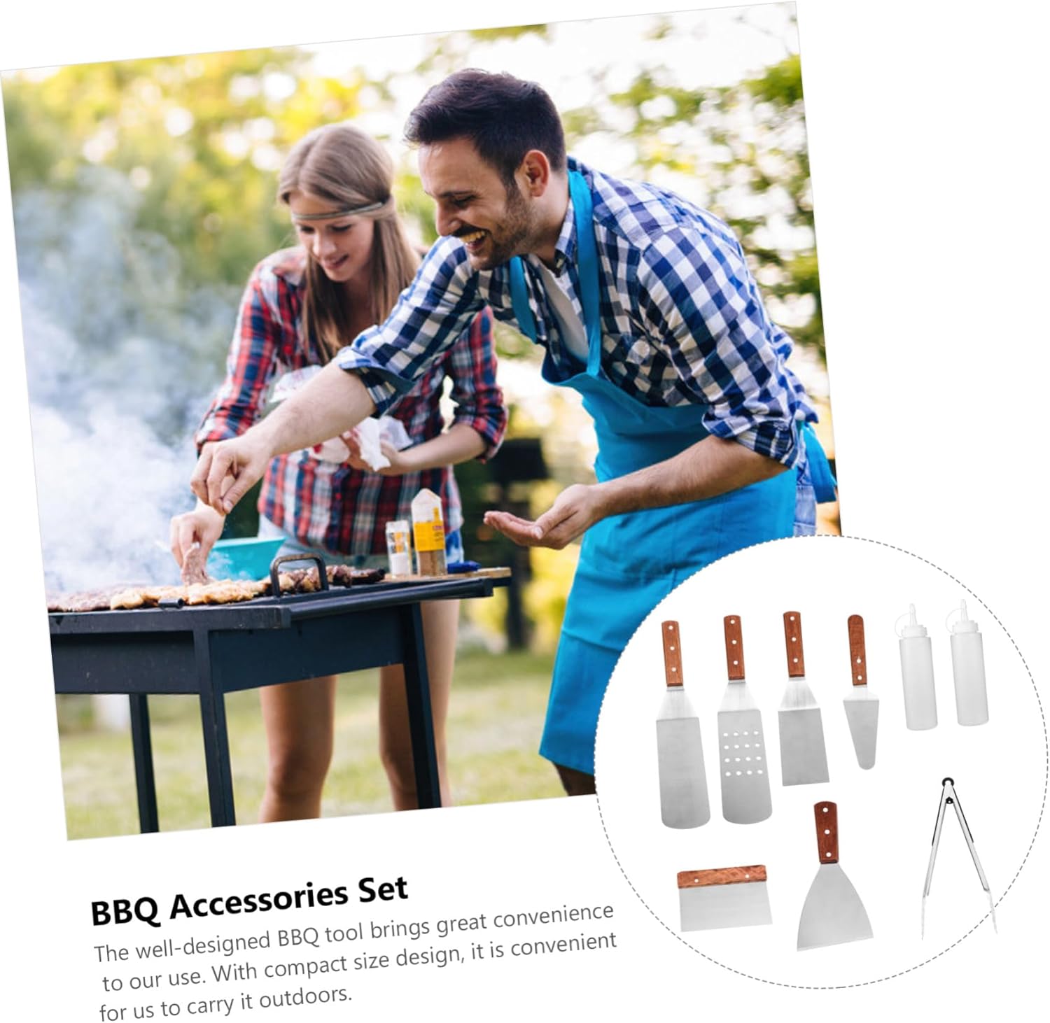 Stainless Steel BBQ Tool Set with Handles Multipurpose Barbecue Utensils for Outdoor Grilling Pancake and Fish Turner for Family Cookouts and Catering