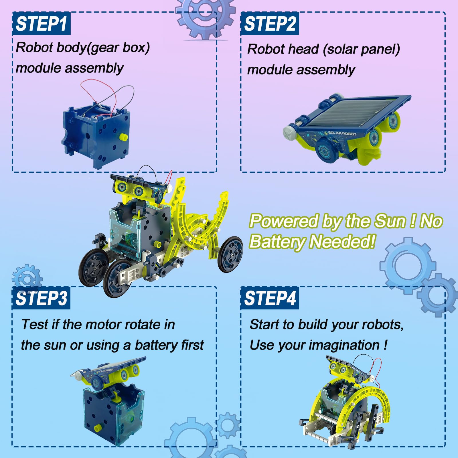 Focenat Kit Robot Solaire 6 En 1 – Jouet STEM Éducatif Construction, Panneaux Solaires, Pour Enfants 8-16 Ans Garçons Filles