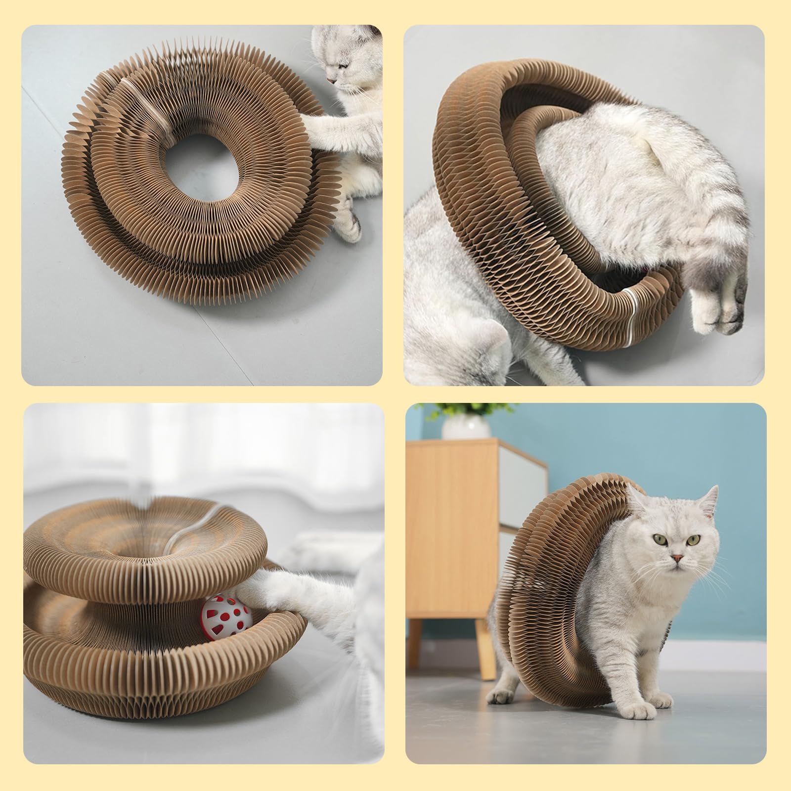 Kitty Curls Cat Toy,Magic Organ Cat Toy,Cat Scratcher for Grinding Claw Cardboard Cat Toys,Interactive Scratch Pad with Toy Ball-1pc — view 7