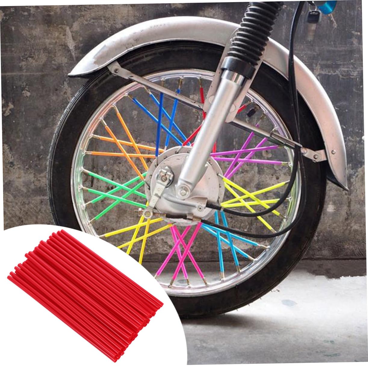 SOLUSTRE 36pcs Universal Motorcycle Spoke Covers No Wire Removal Easy Install for Cross-country Bikes