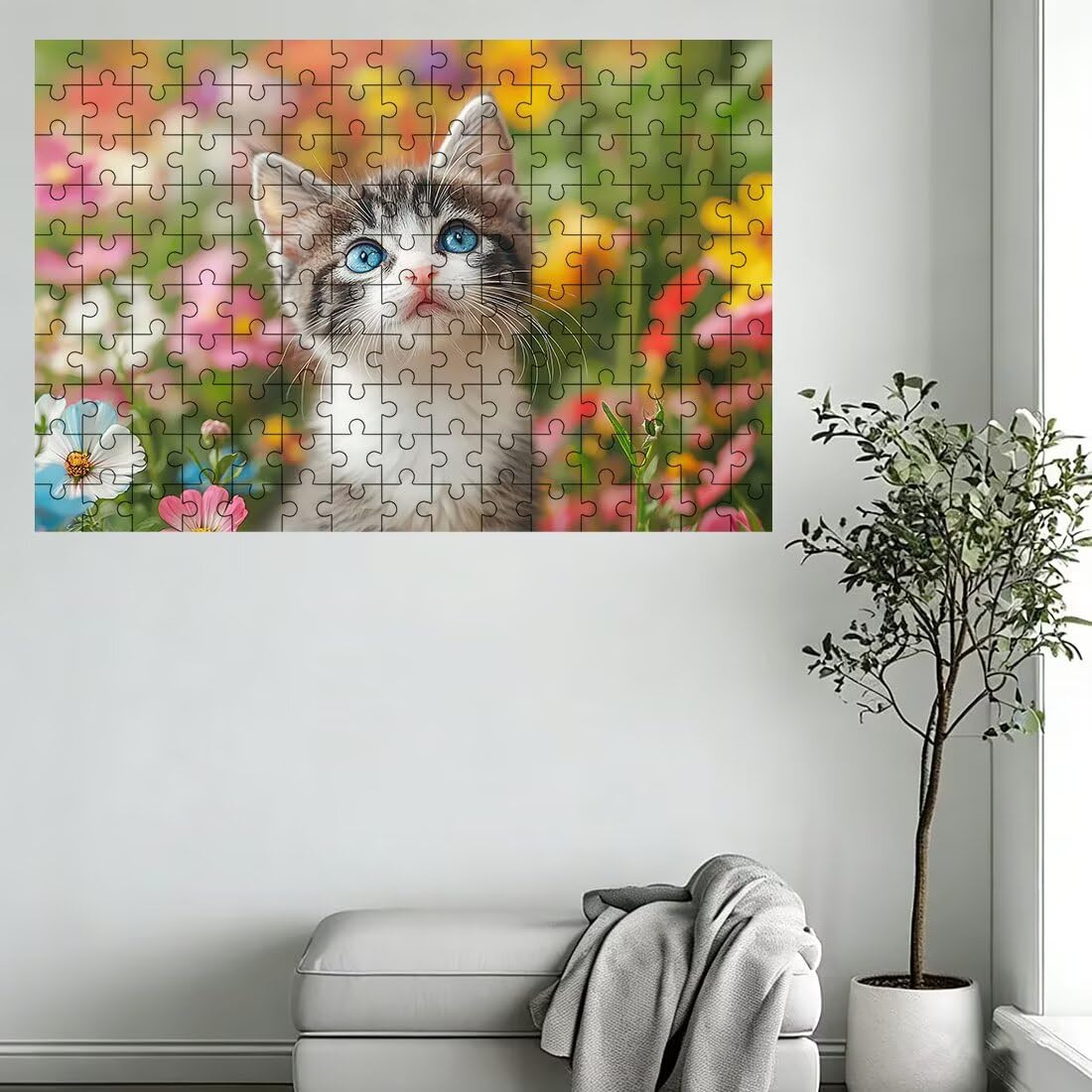 Puzzle 1500 elementów kota, puzzle kwiatowe dla dorosłych, klasyczne puzzle gry edukacyjne do aktywności rodzinnej, najwyższej jakości drewniane puzzle z pudełkiem na prezent dla mężczyzny, prezent