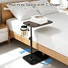 Mesa lateral con forma de C giratoria con portavasos, altura ajustable, bandeja giratoria 360°, deslizable debajo del sofá para uso junto a la cama, laptop o espacios pequeños 7