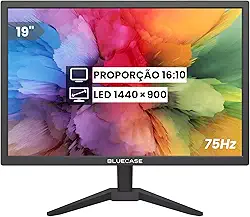 Monitor Slim LED 19" HD 75Hz 5ms Preto Suporte Base VESA 75x75mm - Compatível HDMI e VGA