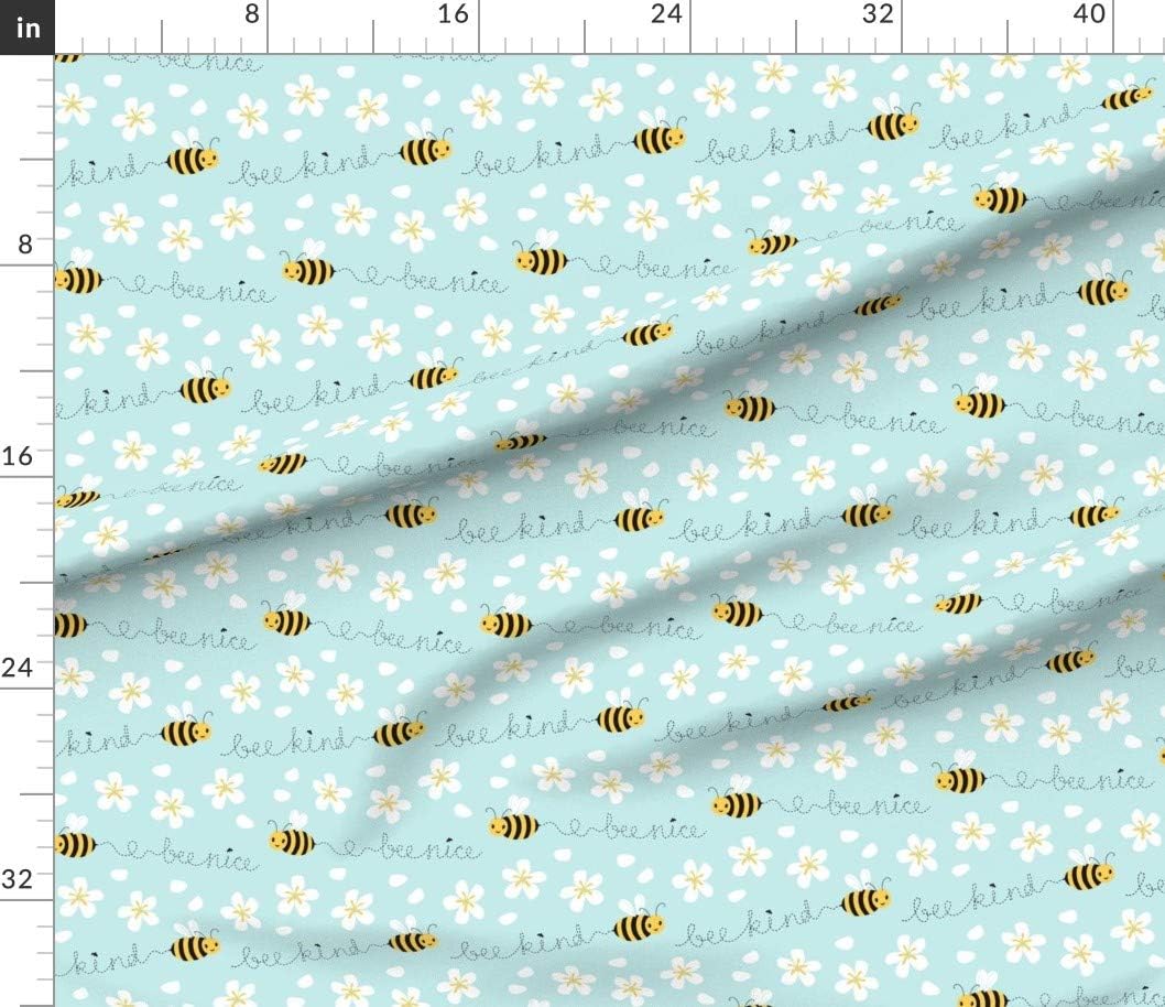 Spoonflower Fabric - Bee Bees Cute Blue Gender Neutral Nursery Printed on Petal Signature Cotton Fabric by The Yard - Sewing Quilting Apparel Crafts Decor