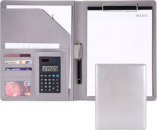 Miniatura 1 de Portapapeles para carpeta de portafolio organizador de documentos de reanudaciónentrevista y ranura para tarjetas de visita soporte para bloc de