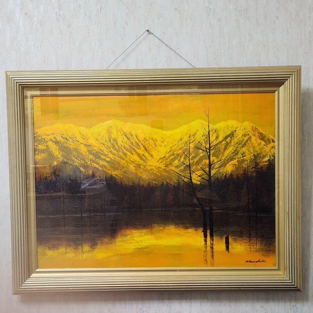 Amazon.co.jp: 羽中田晴夫 真筆 長野県 安曇野 春夏秋冬 風景画 油絵 