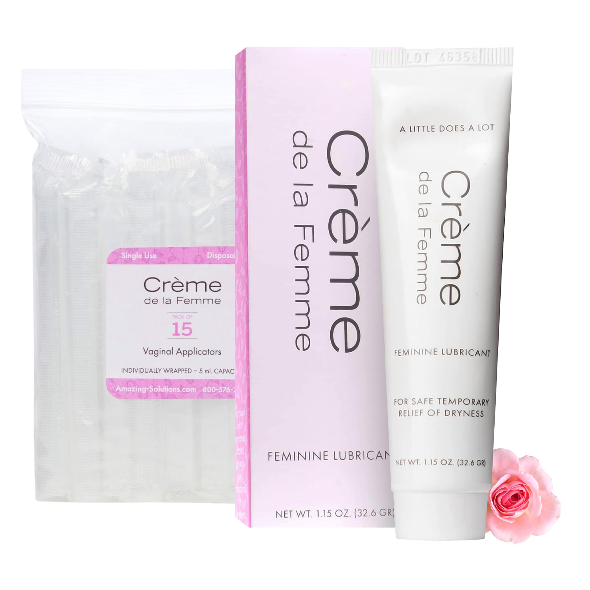Crème De La Femme Daily Vaginal Moisturizing Cream for Long-Lasting Relief from Feminine Dryness Chemical &amp; Hormone Free, Fragrance-Free, Also a Hydrating Intimate Lubricant for Men and Women – Bundle