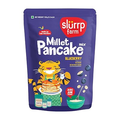 Slurrp Farm No Maida Pancake Mix | Instant Breakfast Mix made with Oats and Jowar | 100% Vegetarian Eggless Healthy Brea