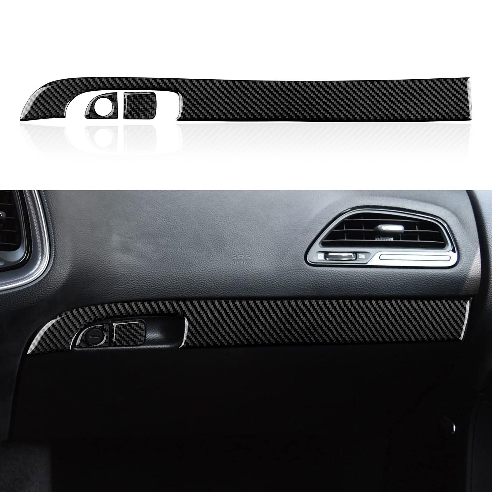 Photo 1 of BRMYL Car Copilot Glove Storage Handle Box Decals for 2015-2023 Dodge Challenger/Charger Accessories Carbon Fiber Interior Stickers Storage Glove Box Cover