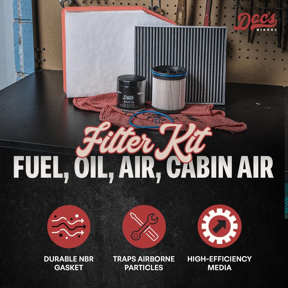 Doc's Diesel Filter Combo Kit DGF429+D11715+DPA11704+D3932C | Compatible with Ford 6.7L Powerstroke F250, F350, F450 2017-2019 | Replaces TP1015, PF66, 84121219, 13508023