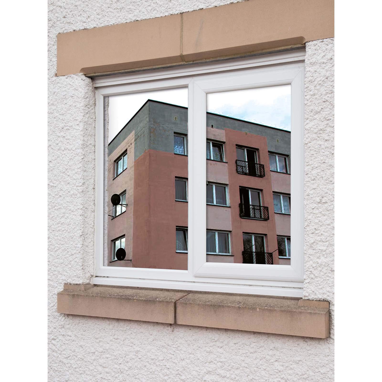 DecoMeister Pellicola Specchio per Vetri Finestre 100x300cm - Pellicola Privacy Unidirezionale Autoadesiva, Oscurante Anti UV e Calore - Carta Adesiva Effetto Specchio Argento - Montaggio Esterno