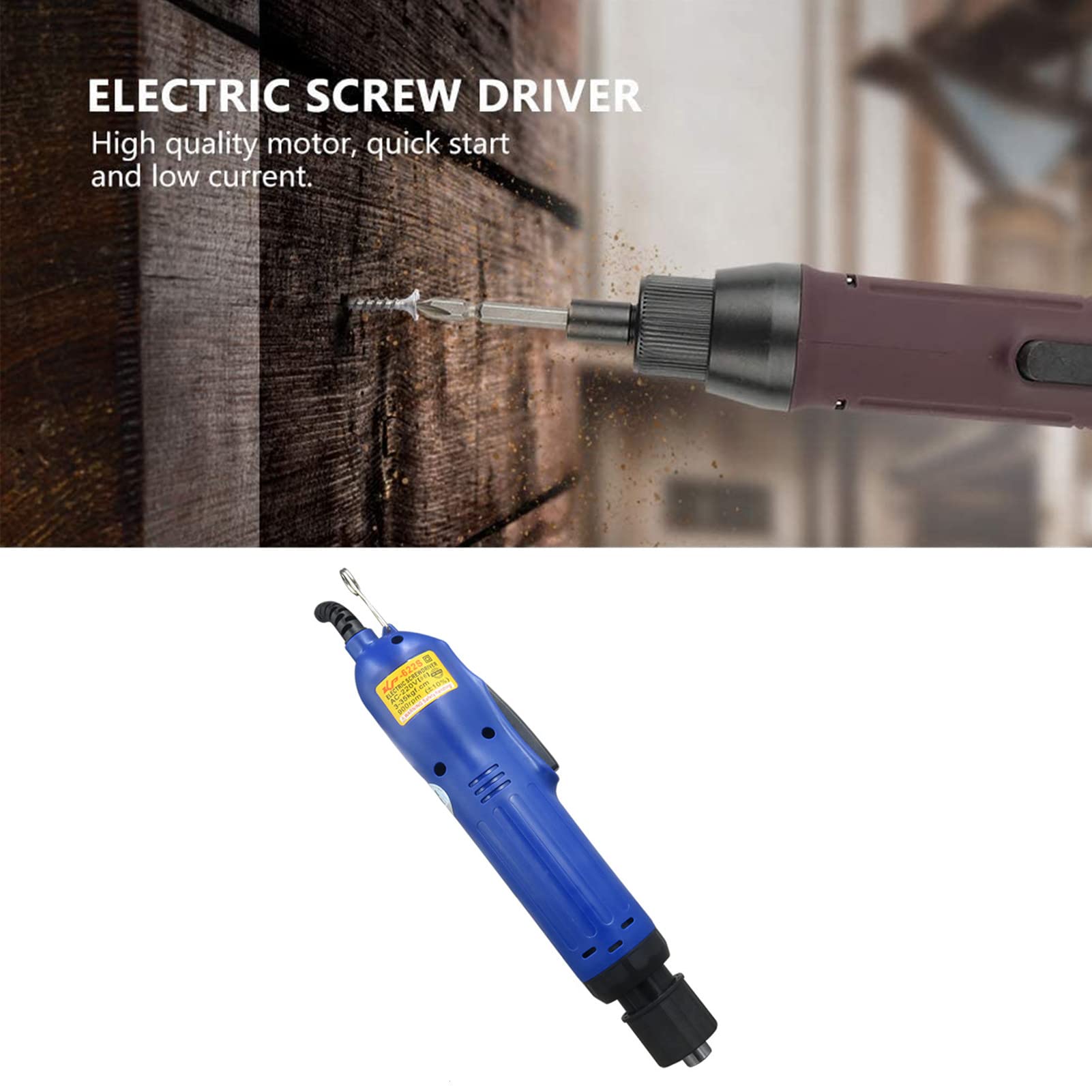 Destornillador eléctrico, destornillador eléctrico de mango recto de mano de 1/4 '', herramienta práctica bidireccional 220 V (normativa europea 220 V)