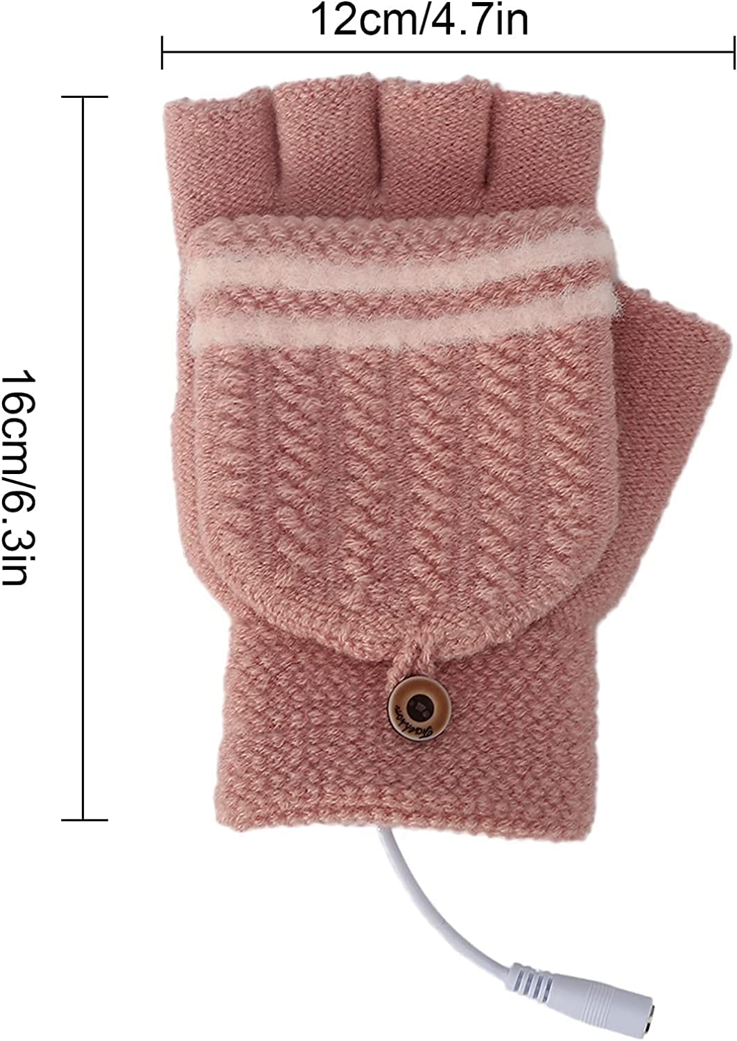Gants chauffants USB pour femme, gants d'hiver chauds pour ordinateur portable, mains complètes et demi chauffantes sans doigts, chauffe-mains lavables