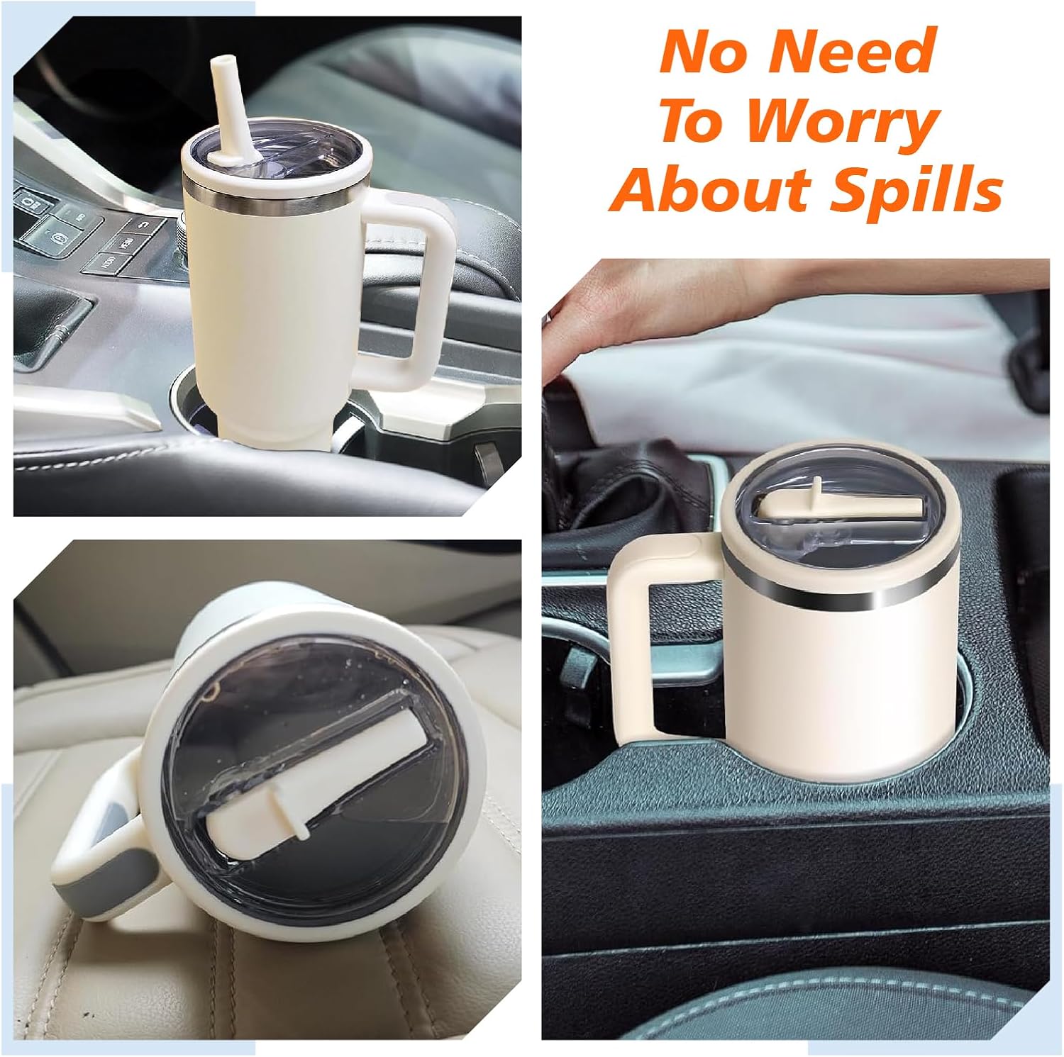 40 oz Tumbler Flip Straw Lid for Stanley Cup Accessories, 2 Pack Leak Proof Stanley Lid Replacement 40 oz for Stanley Quencher - Image 7