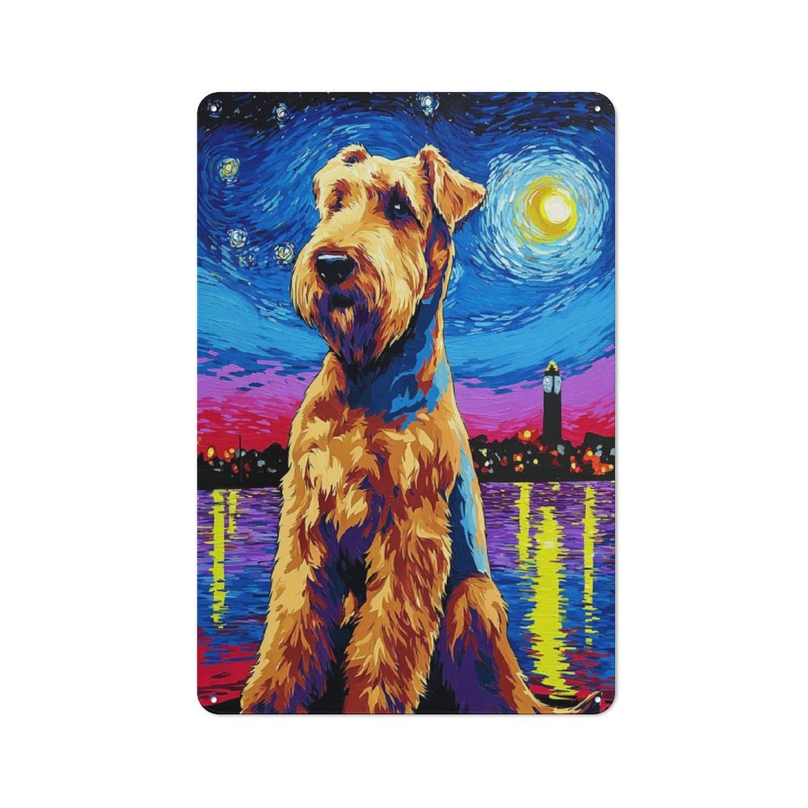 Junmoney Starry Night Dog Portrait -23 Retro Tin Sign 30X20cm For Dining Room Or Kitchen, Suited To Kitchen Wall Decor Lovers