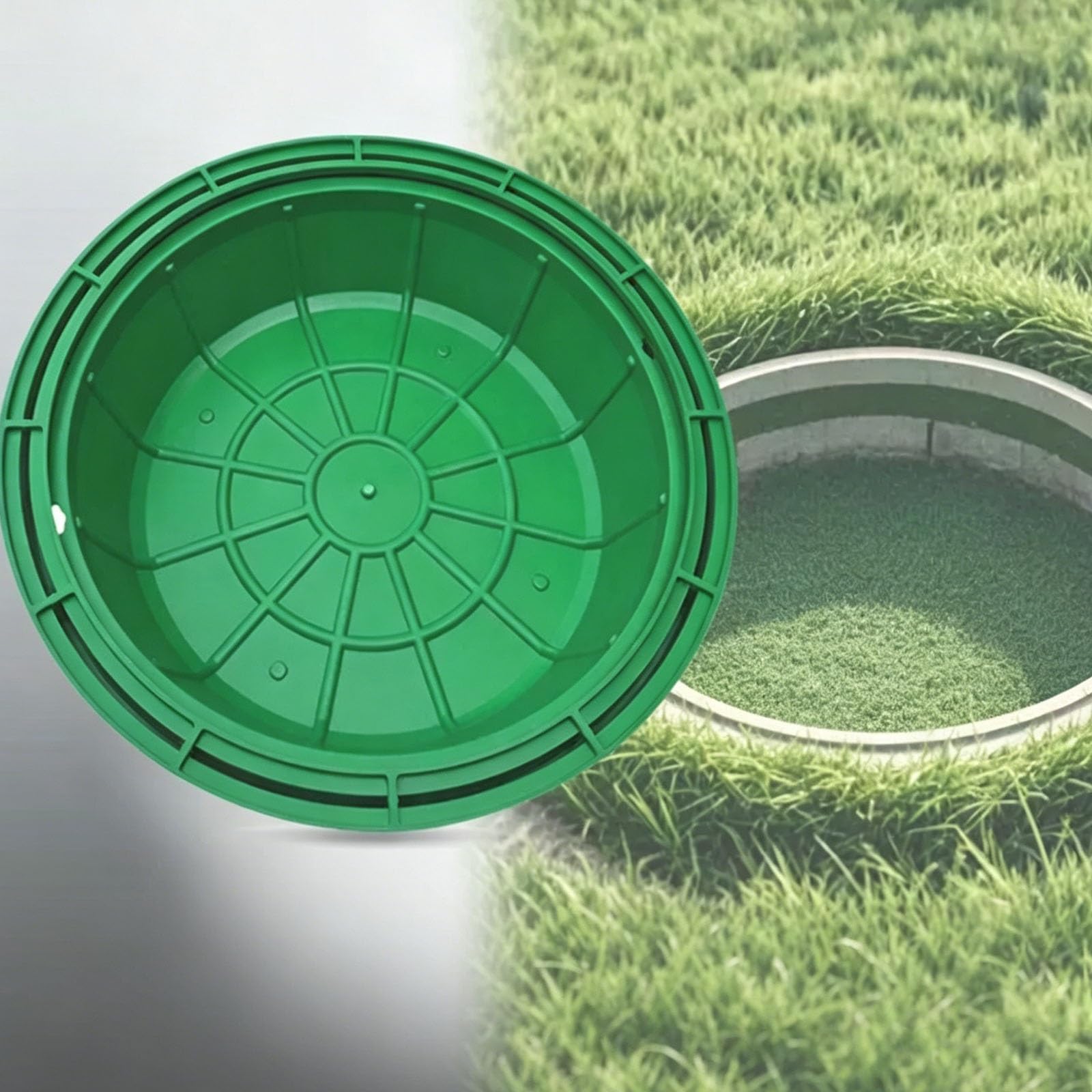 Hdyzjq Dia Recessed Outside Yard Gardens Manhole Cover And Frame, Decorative Septic Tank Lids For Residential Area Greening, Round Landscape Cover/Sewer Cover(16In/40Cm)
