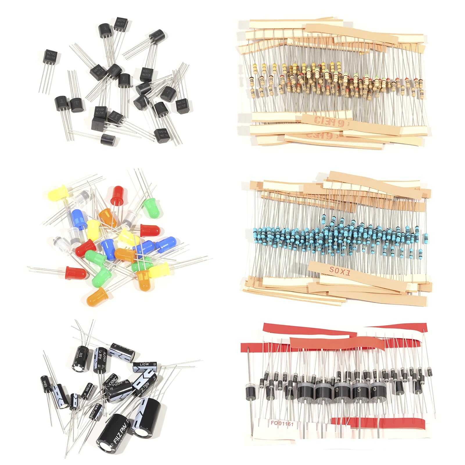 1910 Pièces Kit de Composant Electronique avec Condensateur Resistance Transistor LED Diodes Schottky Diode Composants Électroniques Set