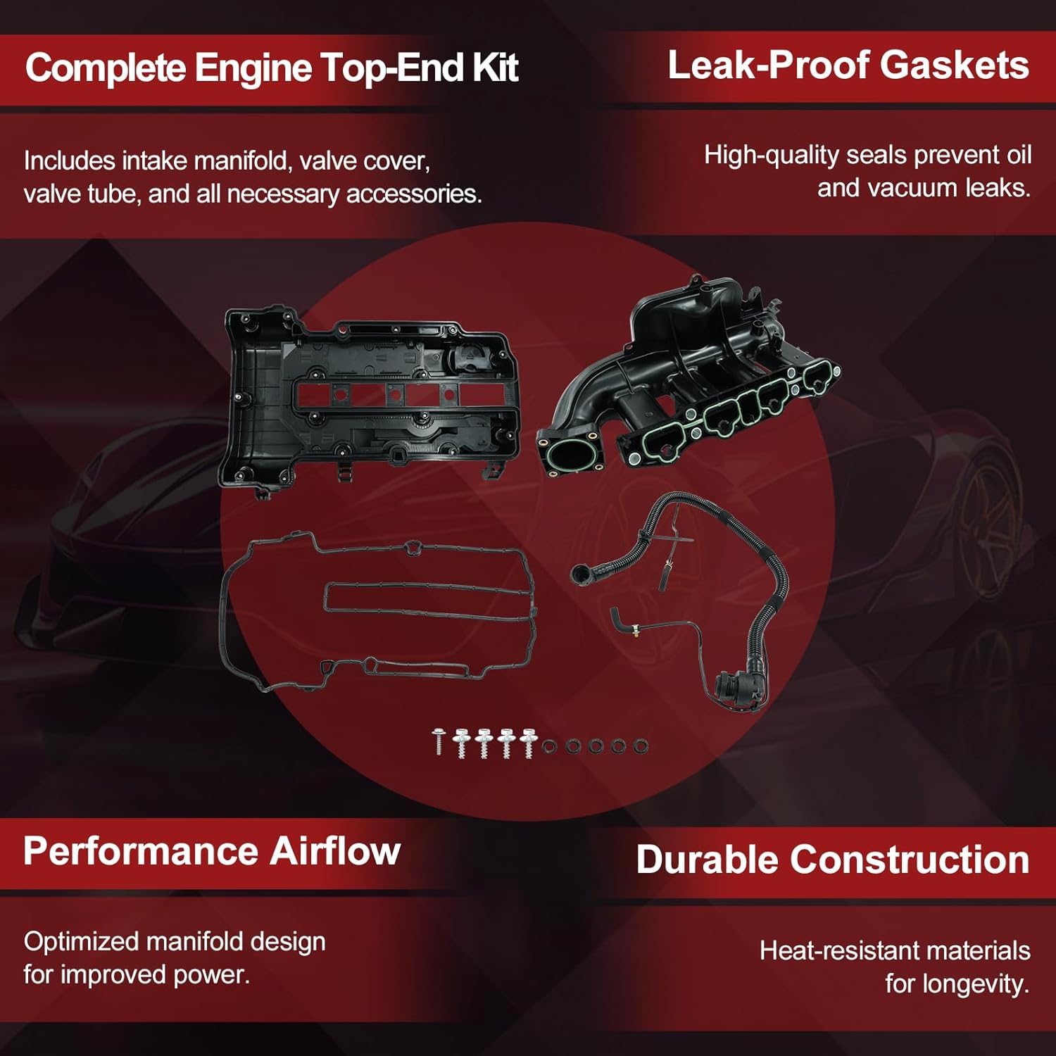Engine Intake Manifold & Valve Cover Kit 615-380 compatible with 2012-2021 Chevy Sonic Cruze Trax Buick Encore 1.4L Replaces OE 55573746 25193343