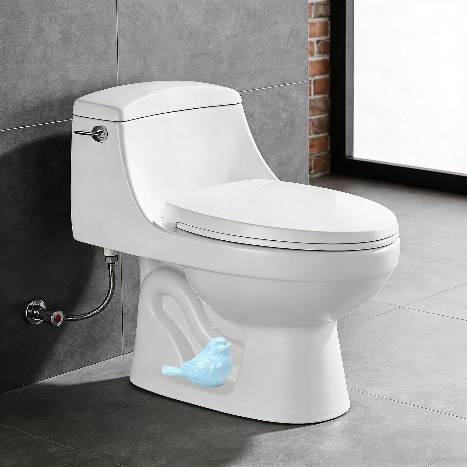 2 Pack Ceramic Bird Toilet Floor Bolt Caps,Cute Bird Toilet Bowl Screw Covers,Toilet Bolt Figurine,Toilet Bowl Cap Covers,Decorative Bathroom Toilet Bolt Easy Installation (2, Blue)