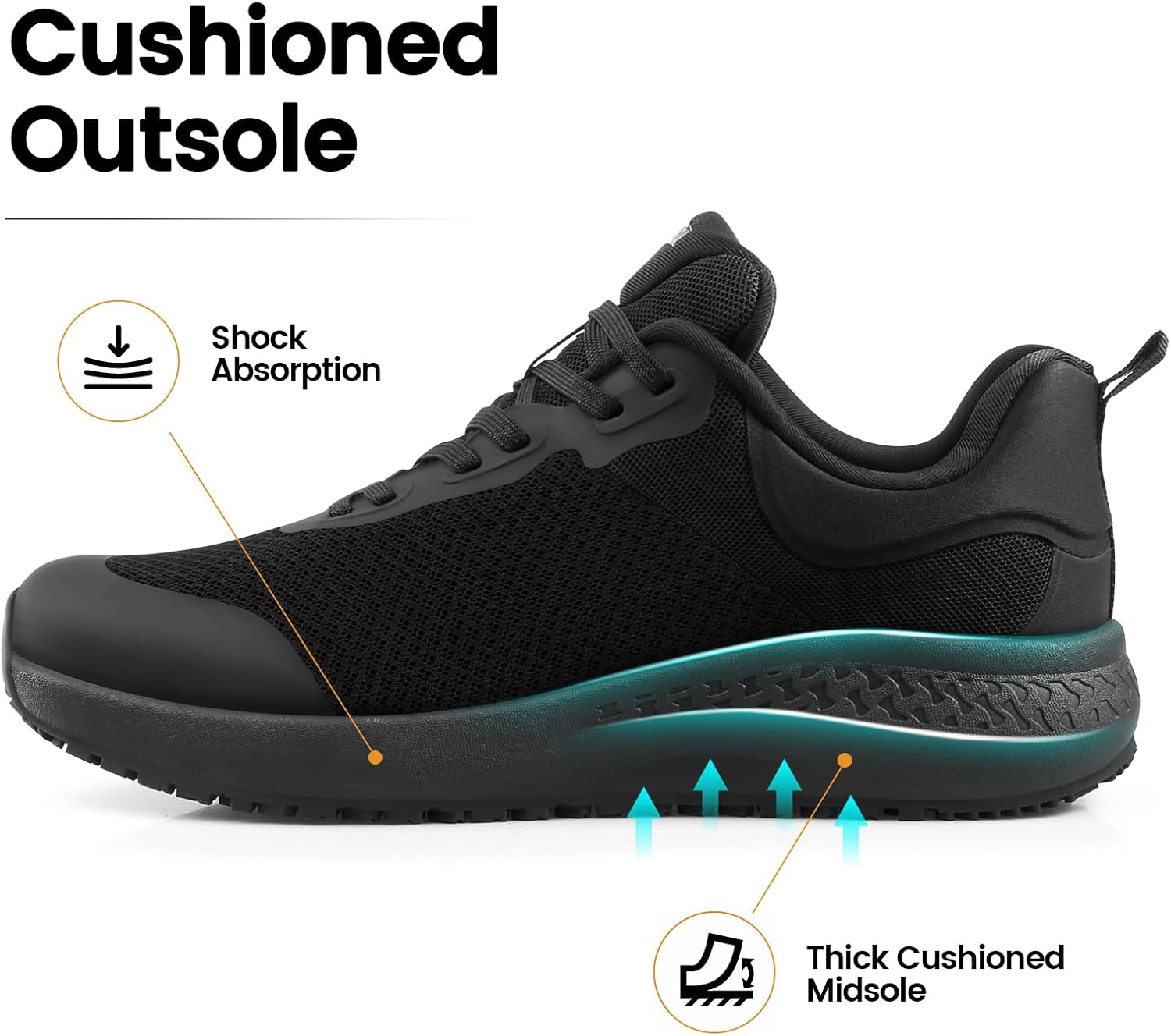 Men’s Slip Resistant Work Shoes, Lightweight Breathable Sneakers | Made for Busy Workdays