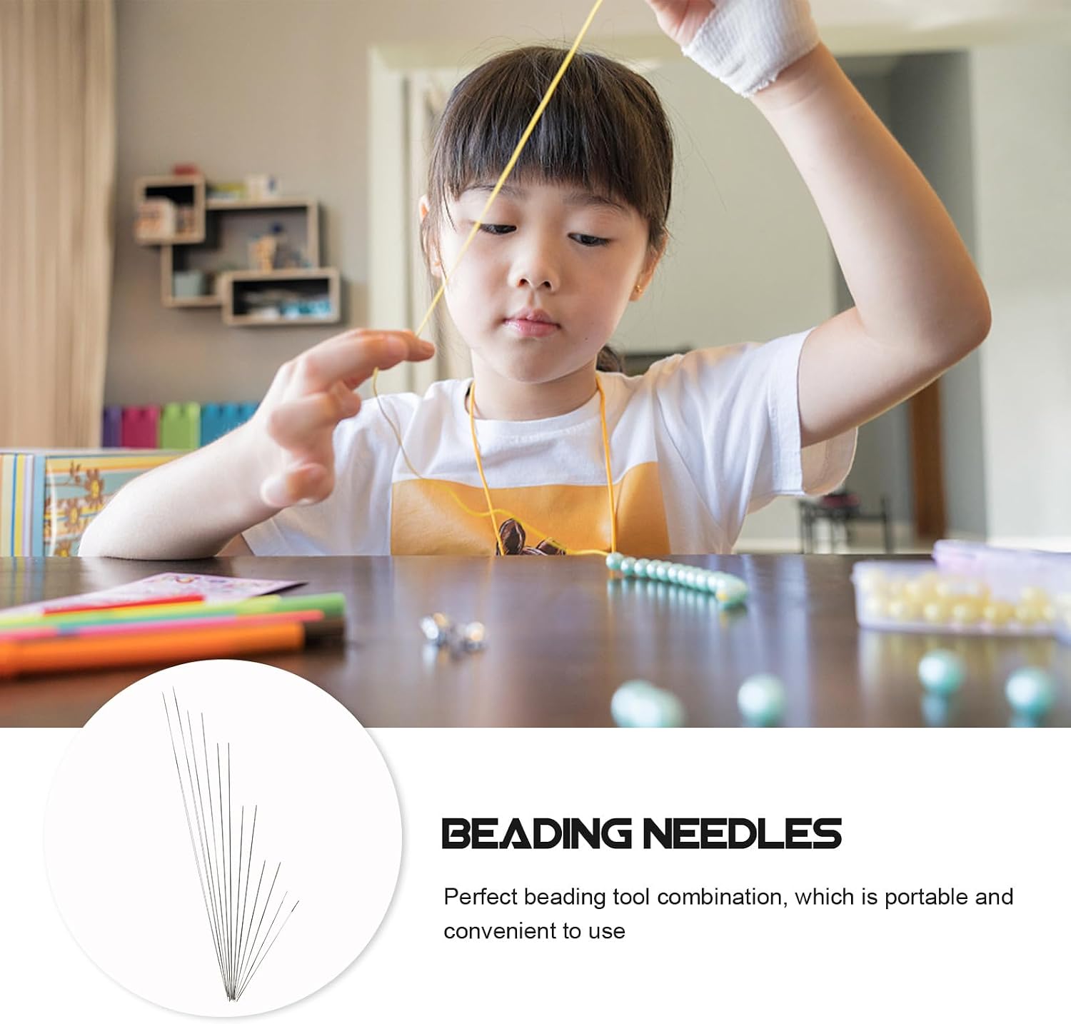 FUOYLOO 12 Pcs Big Eye Beading Needles DIY Jewelry Tools for Threading Pearls Rice Spacer Beads with Large Eye for Easy Yarn Knitting and Embroidery Crafting