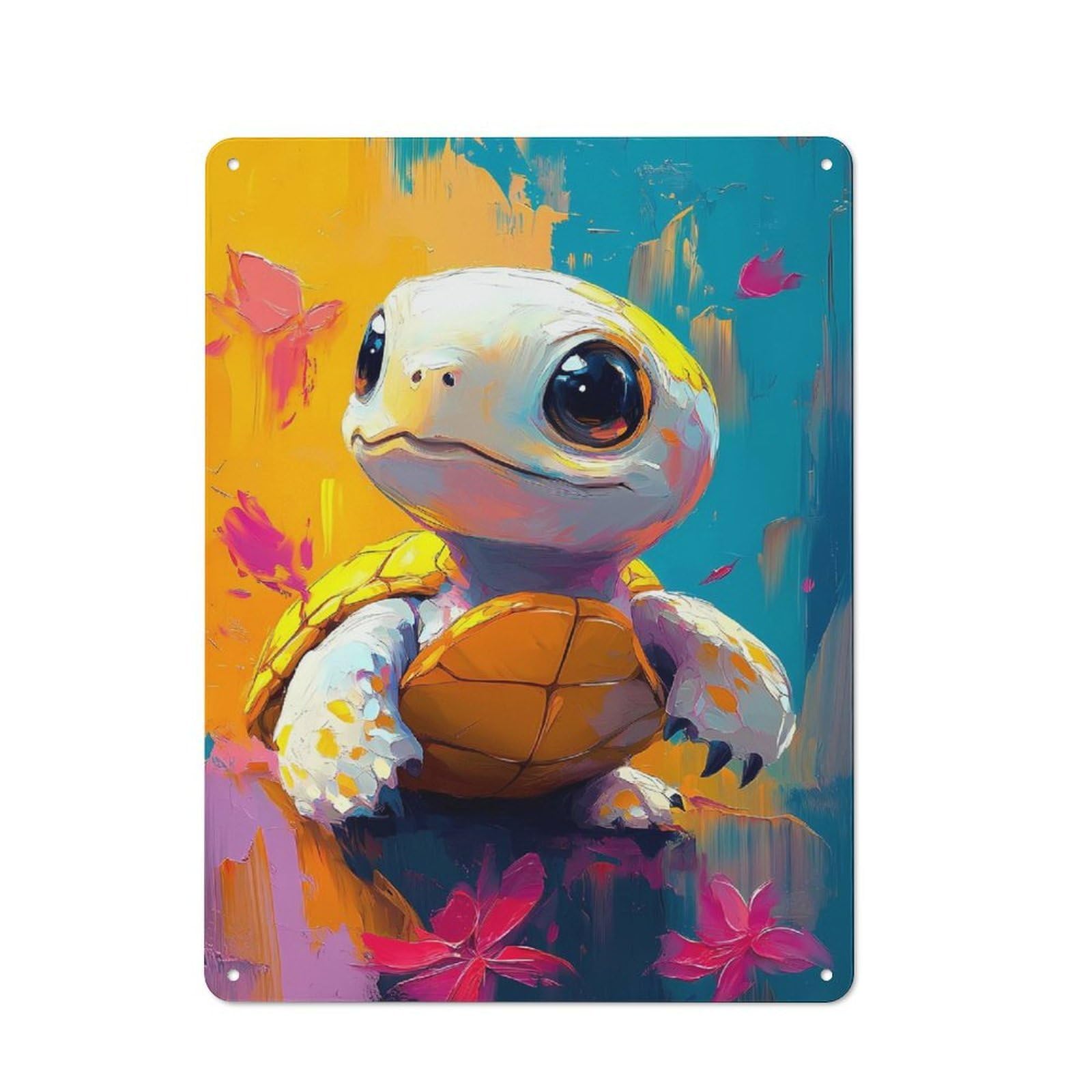 Junmoney Cute Turtle Painting For Garden Room Or Summerhouse, Retro Tin Sign 40X30cm, For Garage, Workshop And Man Cave Decoration