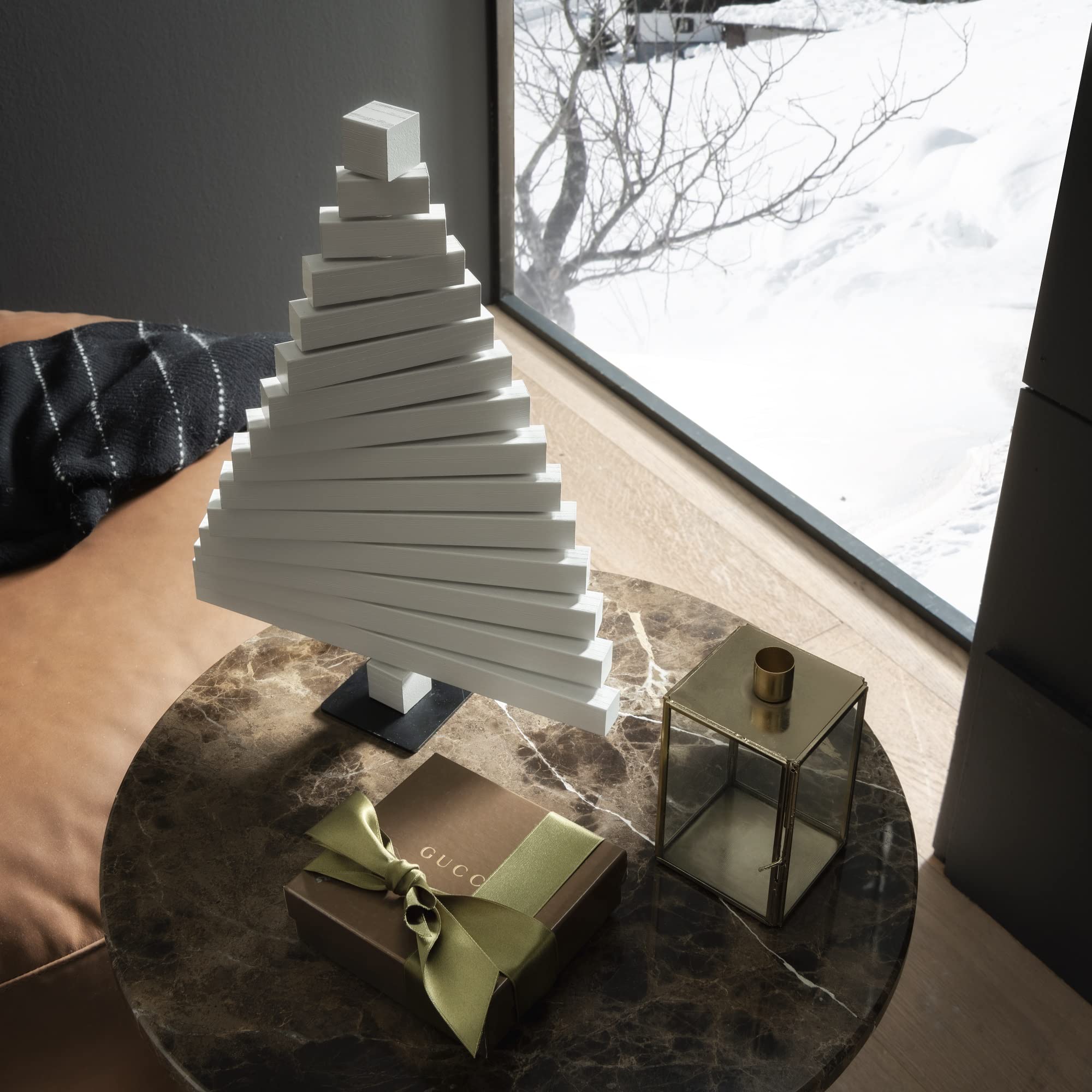ARHome Árbol de Madera, 41 x 31 cm, Gris Claro, Árbol de Navidad, Decoración Navideña, Made in Italy