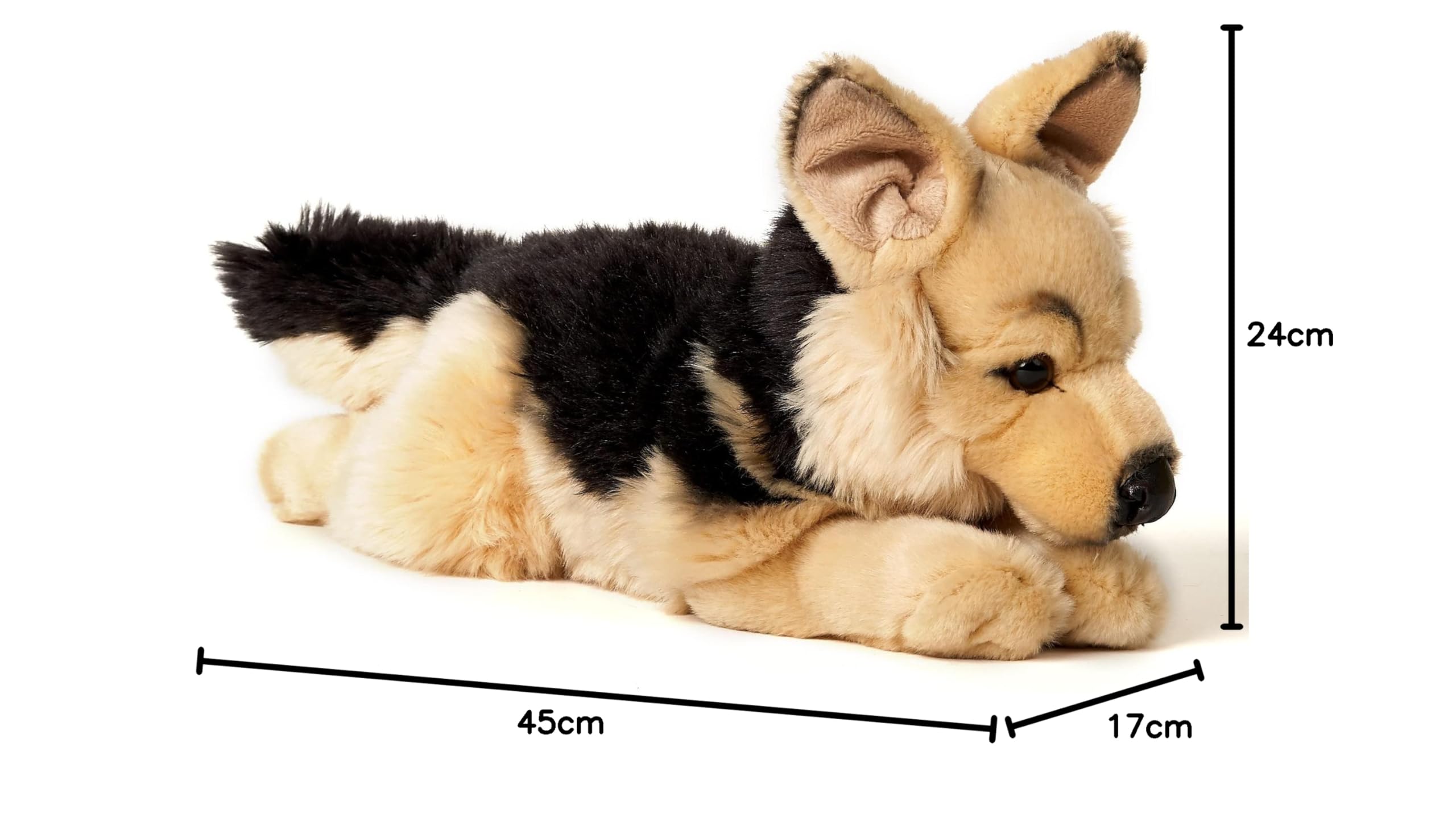 Uni-Toys - Pastore tedesco, sdraiato – 45 cm (lunghezza) – cane di peluche, animale domestico – peluche