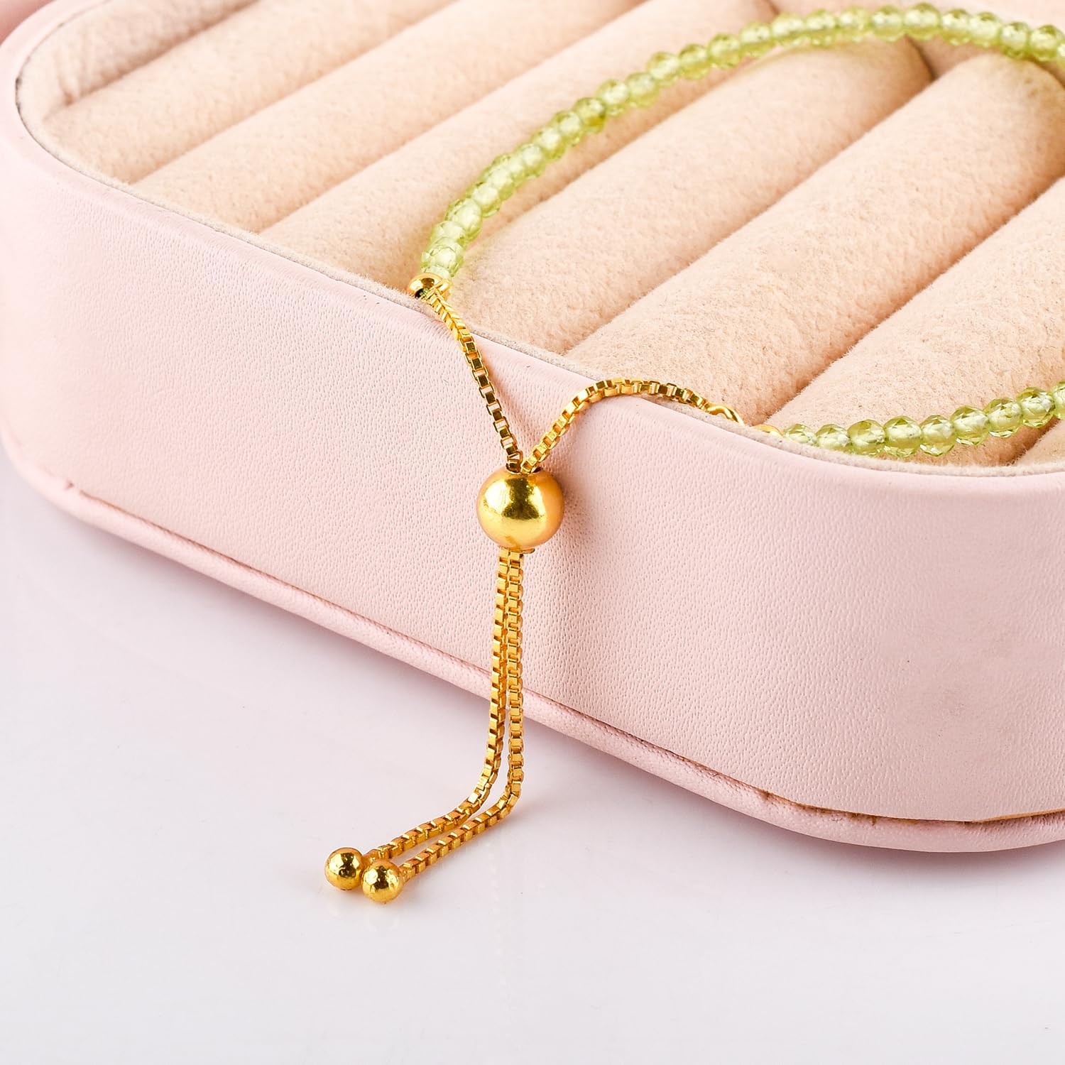 InfinityGemsArt Bracelets For Women, Birthstone Jewelry, Micro Beads Beaded Stone Bolo Slider Crystals Gemstones Bracelet, 14K Gold Plated Adjustable Chain, Mother's Day