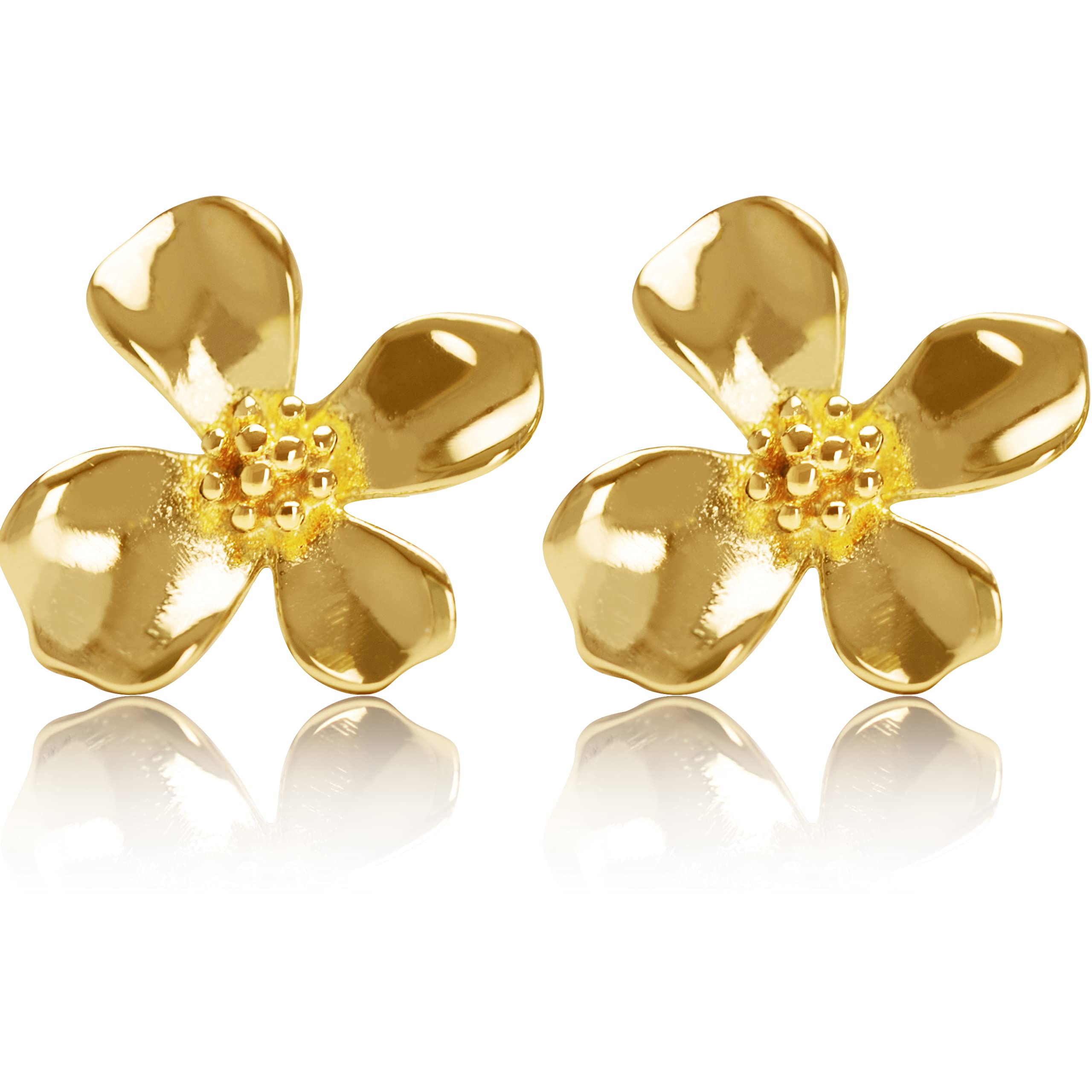 Finatso Sterling Silver Lily Earrings (Yellow)