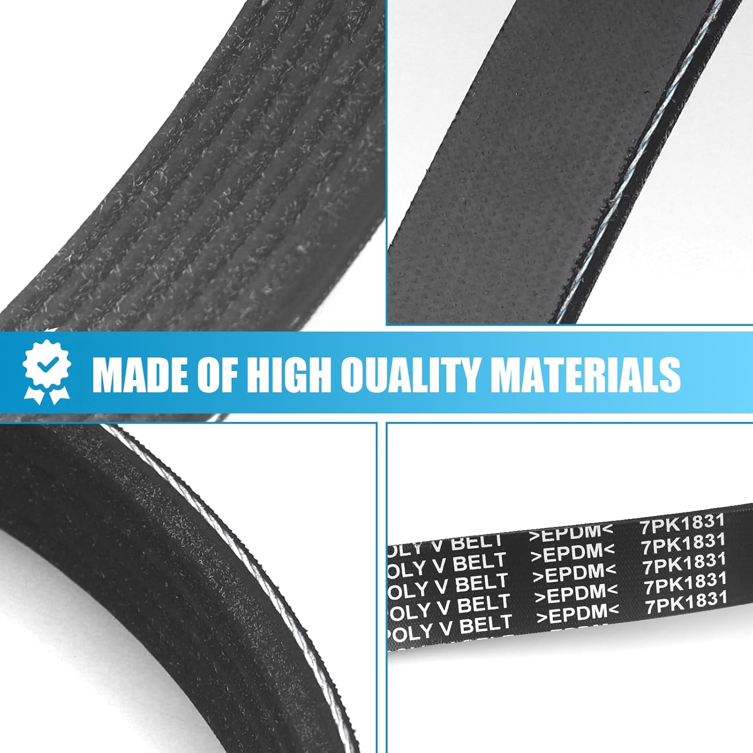 Engine Serpentine Drive Belt Compatible with Honda Accord 2008 2009 2010 2011 2012 L4 2.4L Gas DOHC- Accessories V-Ribbed Belt 56992R40A01 7PK1831