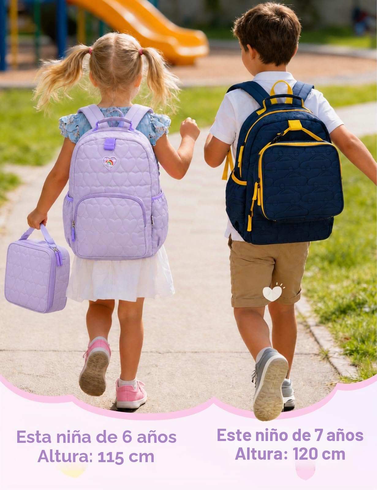 Chase Chic Mochila Niña Niño, Juego de Mochila Escolar Bolsa Termica Infantil 3-7 Años Ligera Mochila Escolar para Colegio