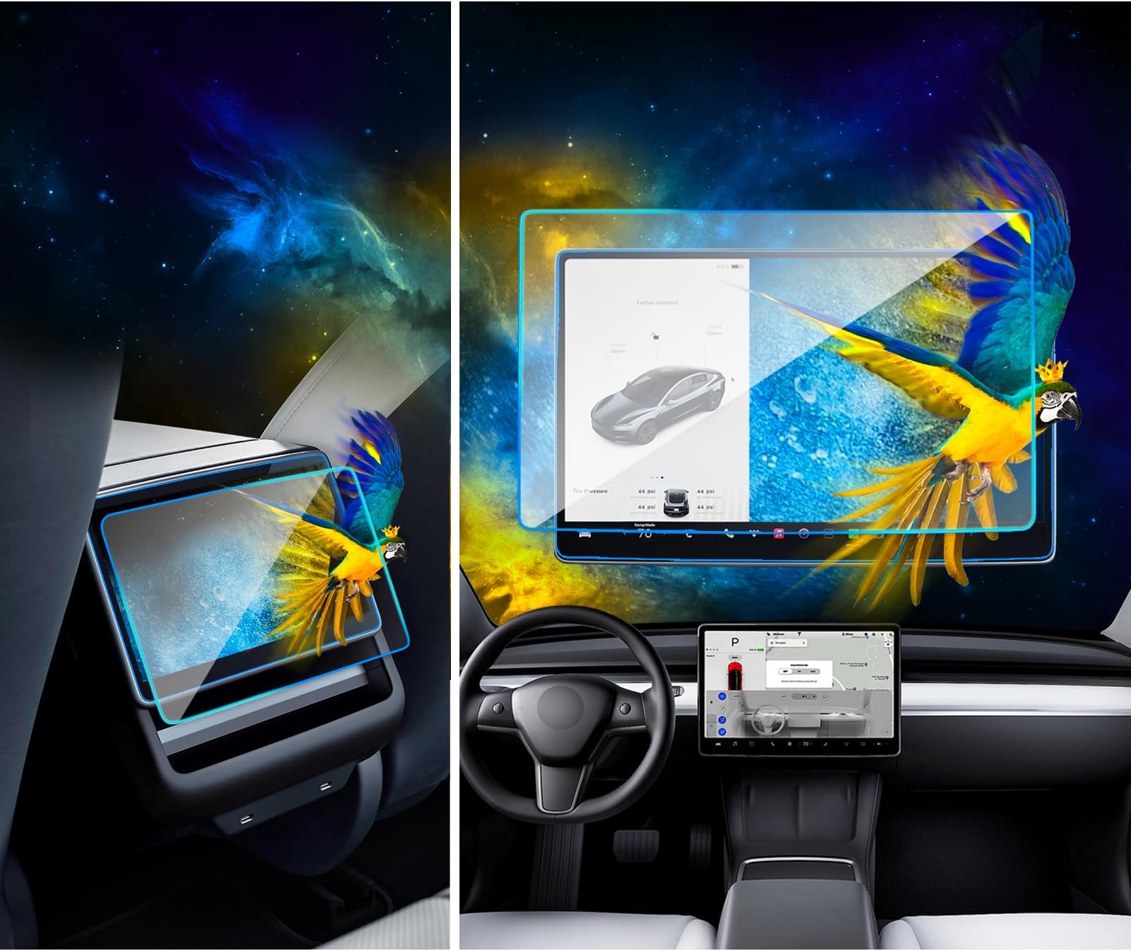 for 2024 Model 3 Screen Protector Compatible with 2024 Tesla New Model 3 15.4" Center Control Protective Screen & 8Inch Rear Seat Display 2024 Model 3 Touch Screen Protector(2pcs)
