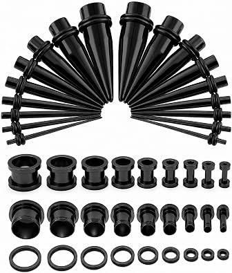 BodyJ4You 36PC Ear Stretching Kit - Complete Beginner Set 14G-00G | Gauges for Ears Stainless Steel Tapers Single Flare Plugs Tunnels - Dead Stretching Lobe Men Women Expander