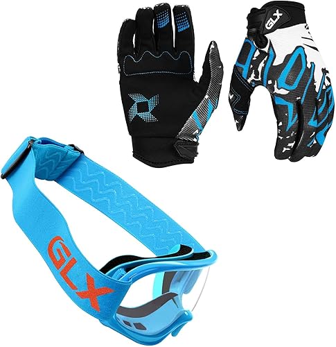 Miniatura 7 de GLX GX623 - Combo de casco de motocross y ATV para jóvenes, color azul retro, grande - DOT