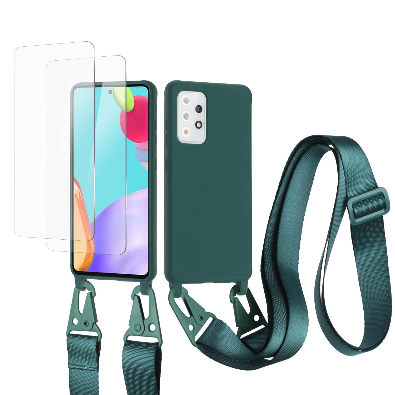 vrupin Funda Compatible con iPhone 13.con (2 x Protector Pantalla)con Cuerda Case con Ajustable Cordón.Silicona Líquida Funda-Loto Color — view 19