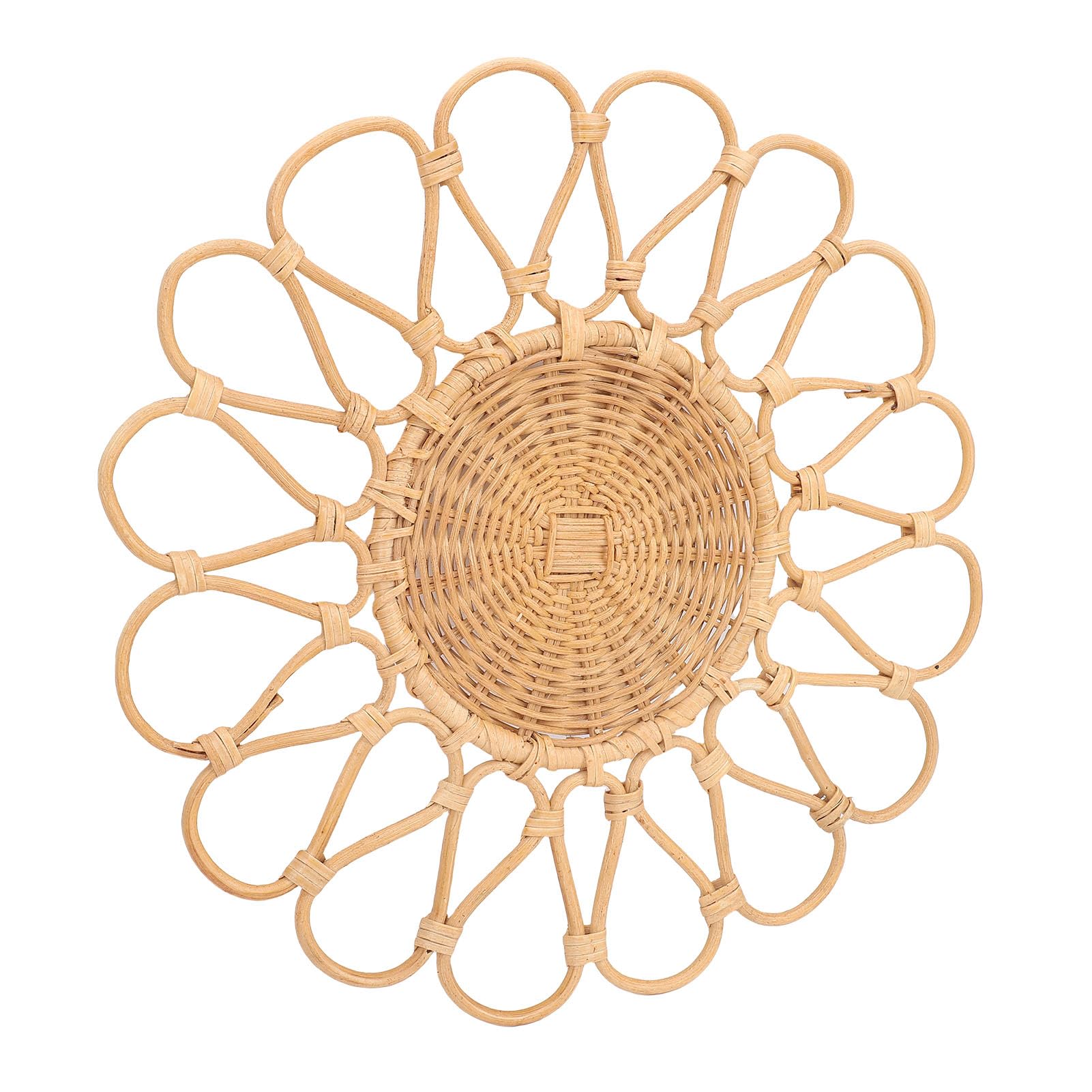 Tissting Decoración de Pared de ratán con Forma de Girasol - Colgante Tejido a Mano de 38 cm para Sala de Estar, Pasillo o Dormitorio, Arte Natural Bohemio