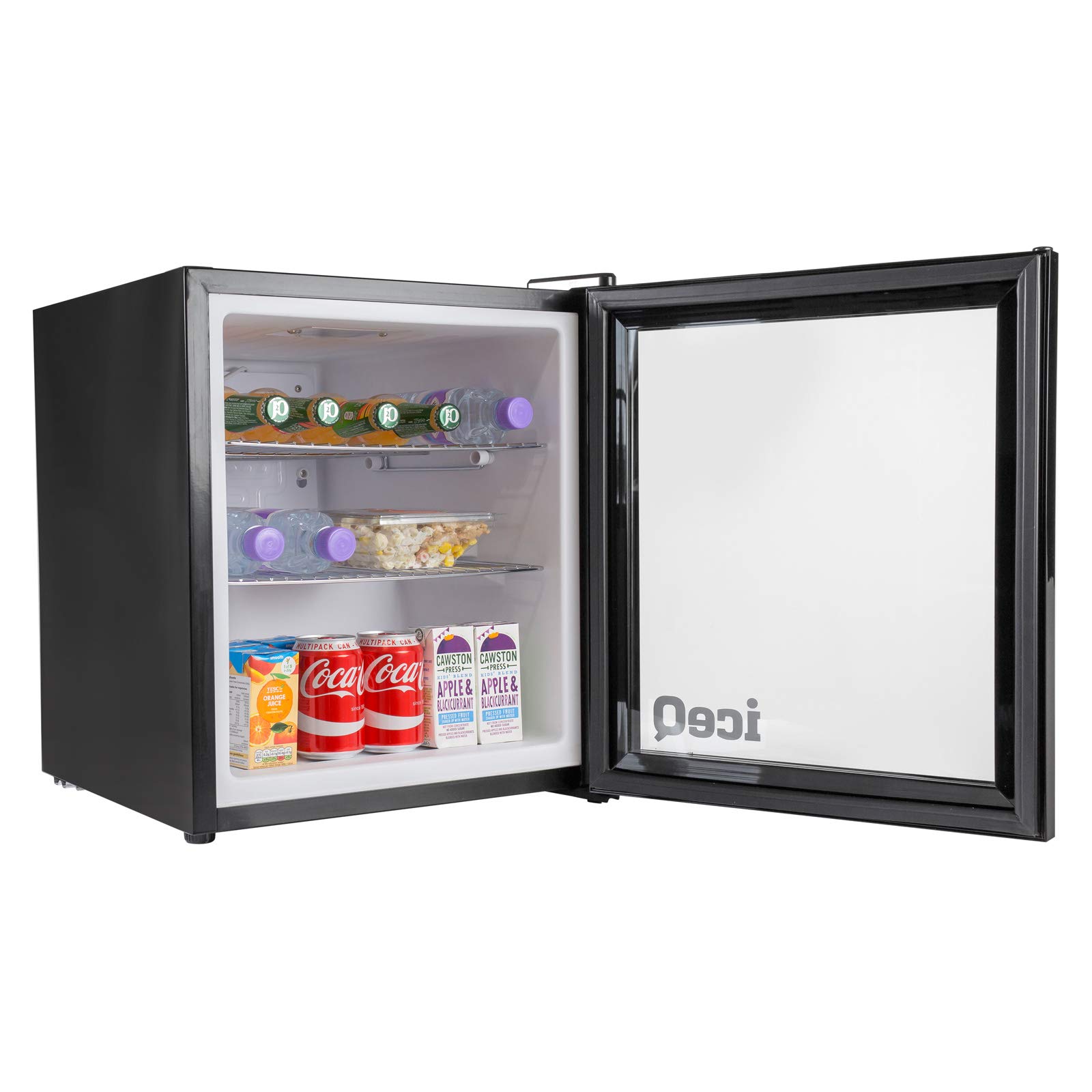 iceQ 49 Litre Mini Fridge Black, Table Top 49L Drinks Display Fridge