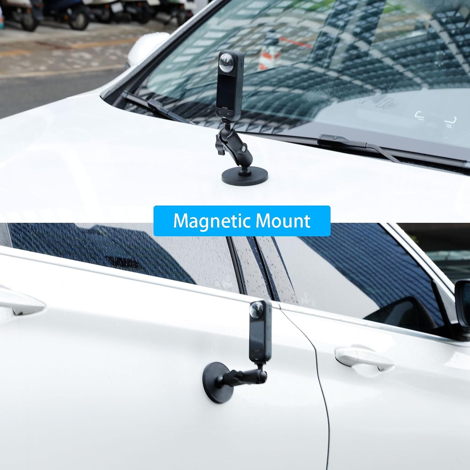 xik 2 in 1 Suction Cup and Magnetic Camera Mount Stand Kit for Insta360 Series, Car Mount Windshield Dashboard Hood Holder ，Compatible with Insta360 X5 X4 X3 & More Action Camera