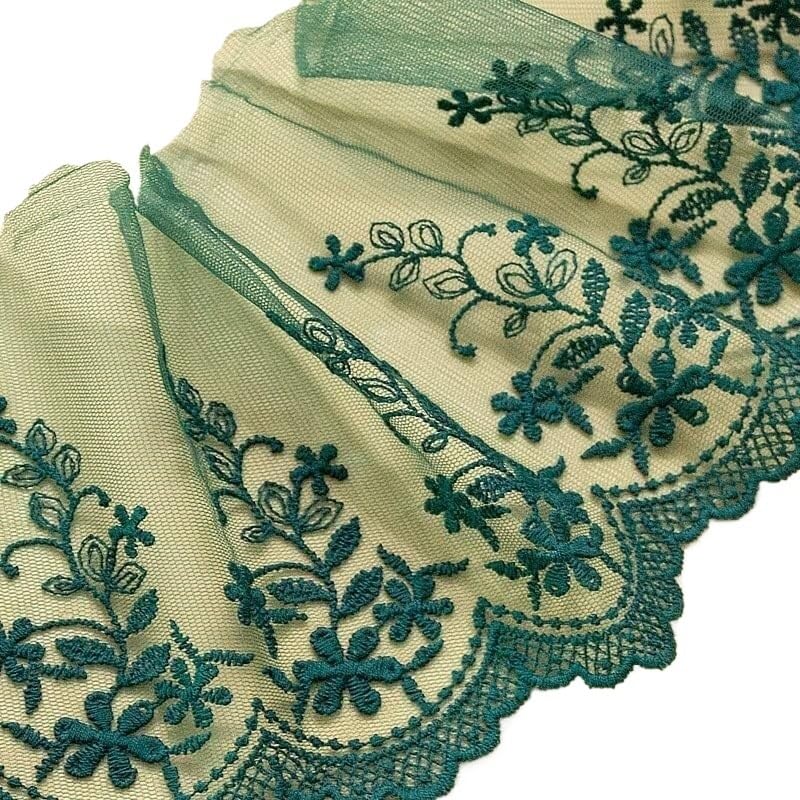 Garniture en dentelle, 5 mètres, coton brodé, maille, vêtement, couture, largeur 15cm, for l'artisanat(Black)