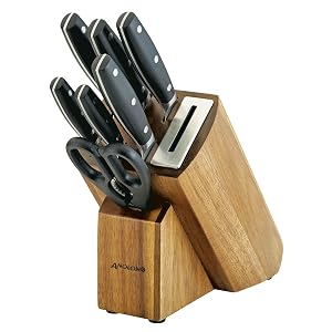 Anolon AlwaysSharp Japanese Steel Knife Block Set with Built-In Sharpener 8 Piece