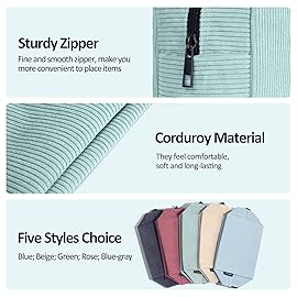 MAANGE Small Makeup Bag For Purse, Travel Cosmetic Bag Makeup Pouch Corduroy Portable Versatile Zipper Pouch For Women (GREEN)