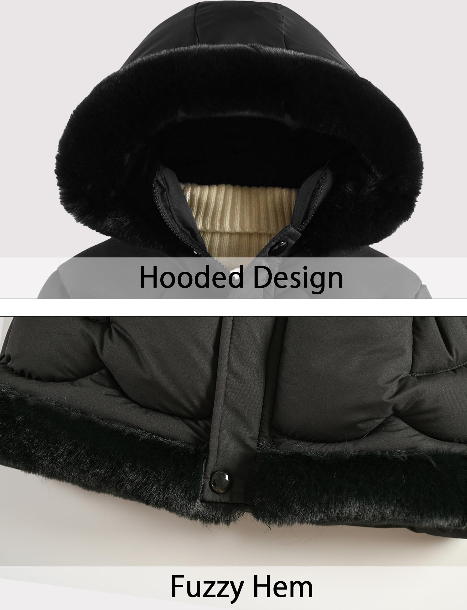 FEOYA Mädchen Winterjacke Lang Kinder Jacke Puffer Teddy Teenager Mantel Mit Kellkapuze Gefüttert Baby Wintermantel Fleece Outdoor Daunenjacke Warme Schnee Dicke Wasserdicht 3-8 Jahre 110-140Cm