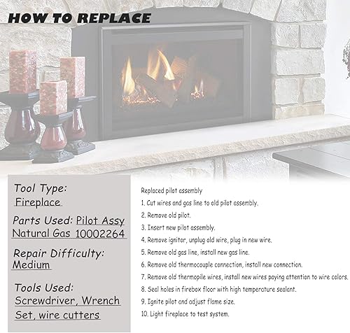 Miniatura 7 de 10002264 - Conjunto piloto SIT de gas natural propano (NG) de 3 vías compatible con HHT, Majestic, Monessen, Temco, Vermont Castings Estufas de gas