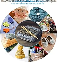 Vista 7 de Mdoker Juego de 95 piezas de agujas de tejer y juego de ganchos de ganchillo 36 agujas de tejer rectas de bambú 12 ganchos de ganchillo pequeños