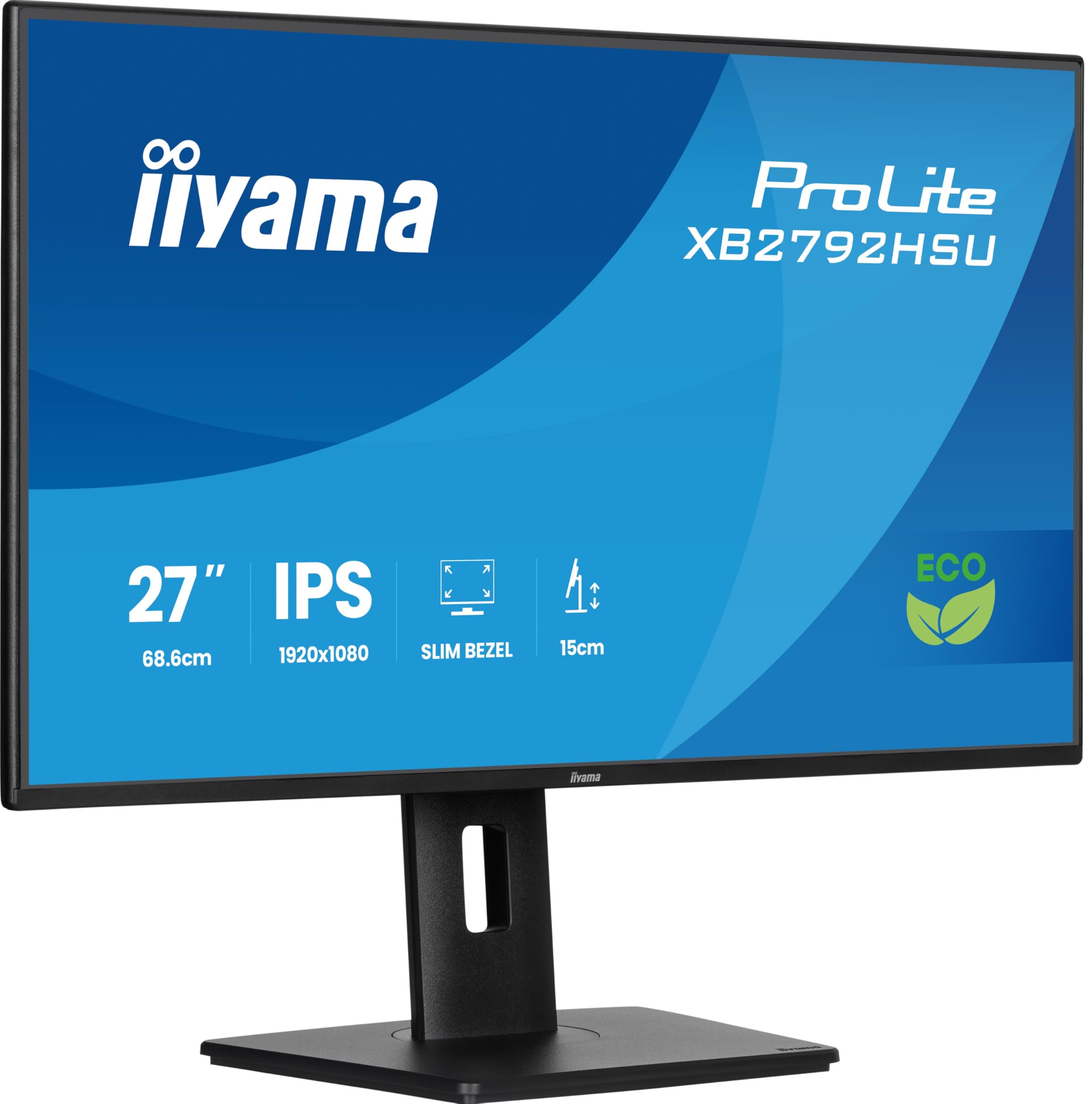 iiyama Prolite XB2792HSU-B1 68,6cm 27" IPS LED-Monitor Full-HD 120Hz HDMI DP USB3.2 Slim-Line Höhenverstellung Pivot Adaptive Sync Energieklasse B